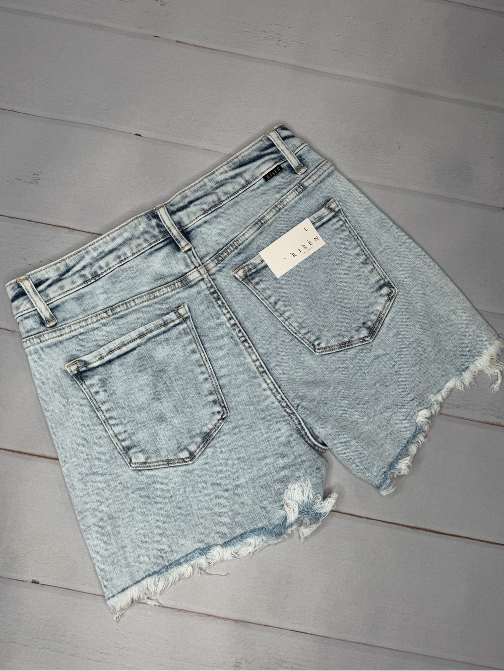 NWT Risen High Rise Rhinestone Embellished Jean Shorts Size Large - Picture 5 of 10